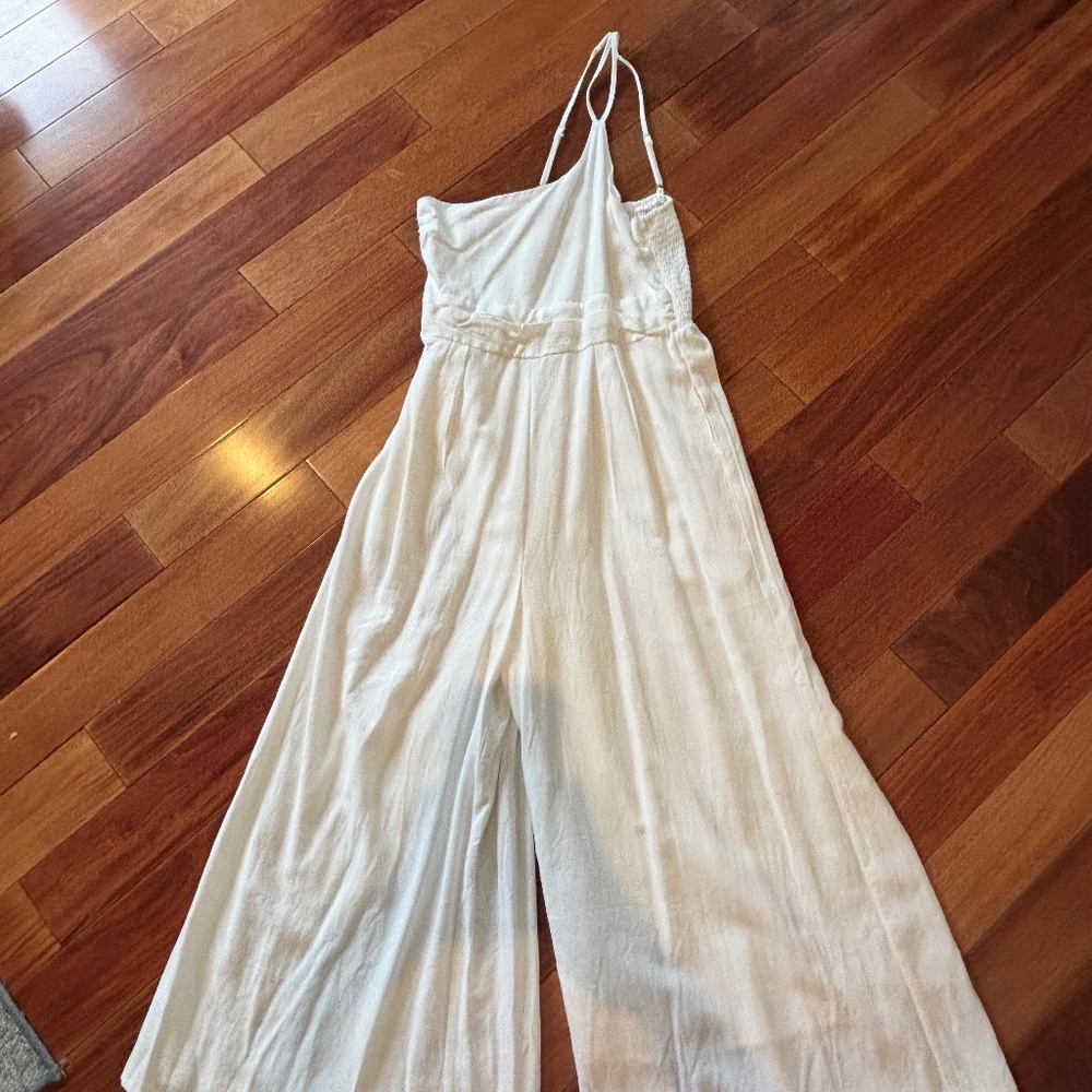 White Linen Asymmetrical Jumper